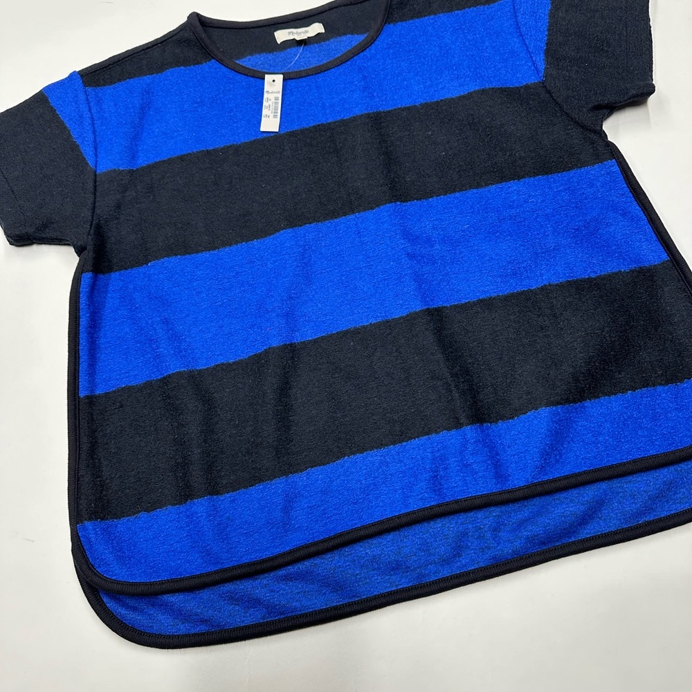 NWT Madewell stripped top sweater short sleeves wool shirt M E5680
